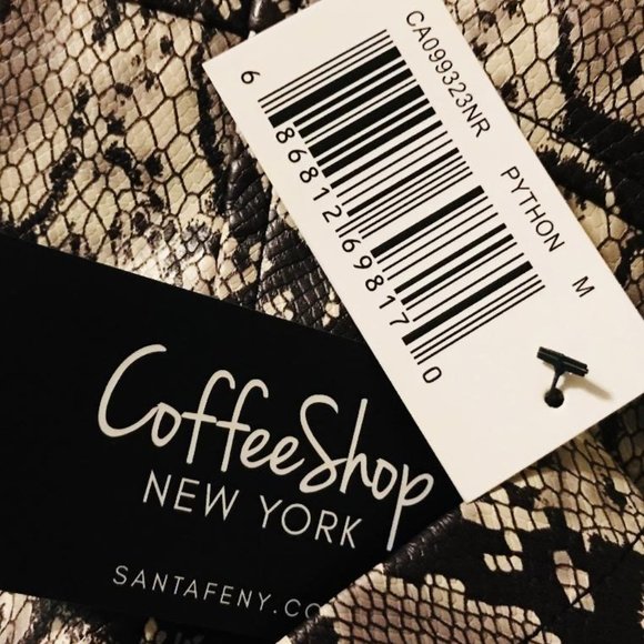 Coffee Shop Medium Python Embossed Faux Leather Moto Jack NWT - Picture 7 of 7